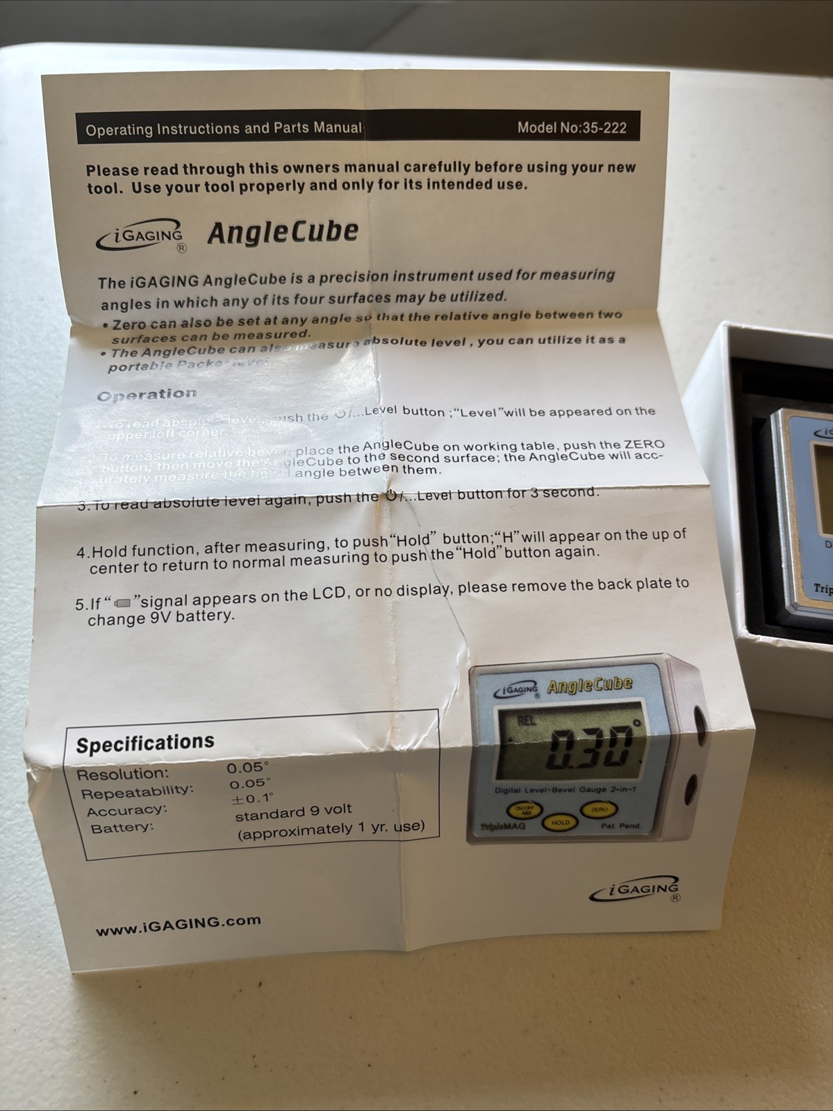 iGaging AngleCube Digital Level and Bevel Gauge magentic