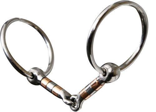 Stainless Steel Snaffle 5" Mouth w/ Copper and Stainless Steel Rollers FREE SHIP