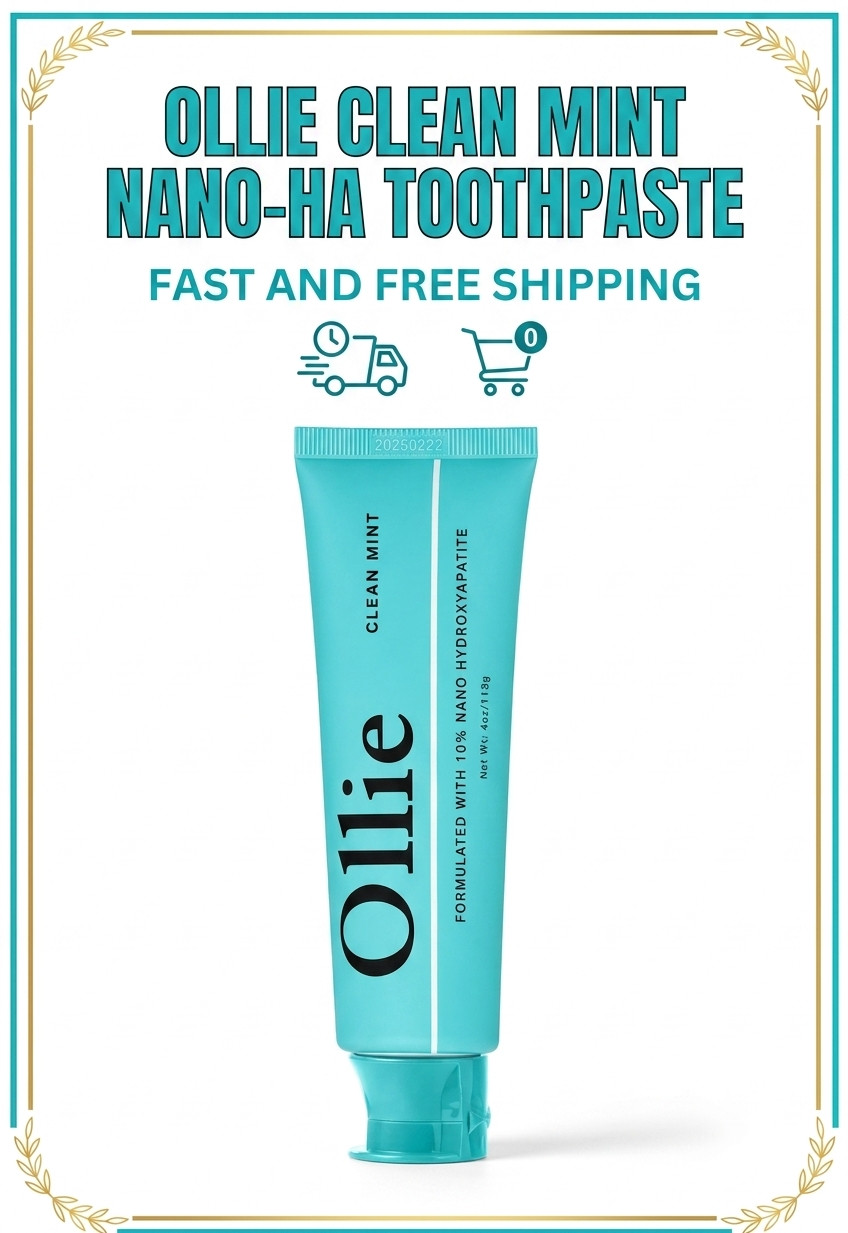Ollie Fluoride Free 10% Nano Hydroxyapatite Toothpaste Clean Mint 4oz