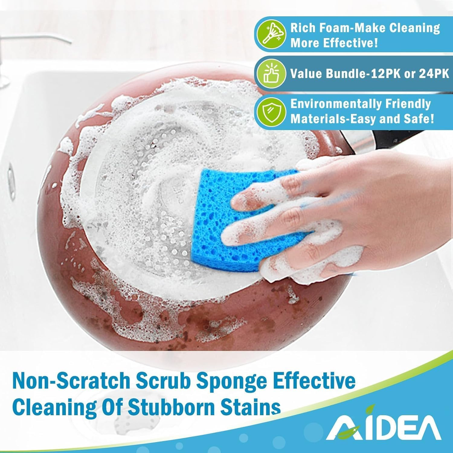 Non Scratch Scrub Sponge, 24Count, Sponges for Dishes, Sponges Kitchen, Cleaning