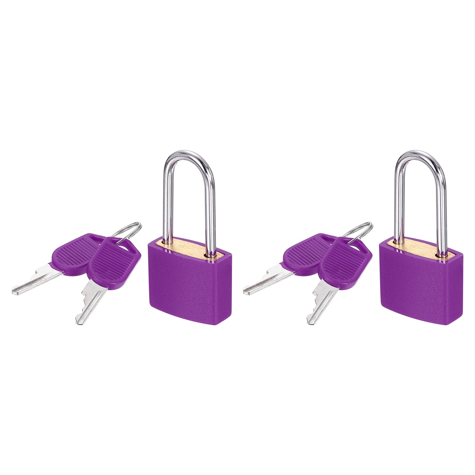 2 Pcs Padlock with Keys Long Shackle Waterproof Keyed Locks Purple