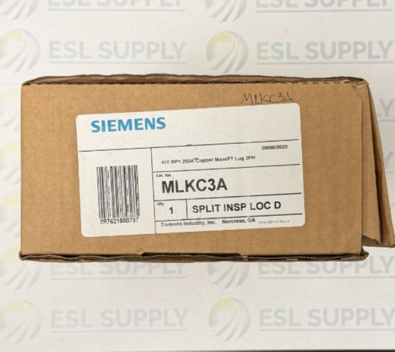 Siemens MLKC3A Copper Lug Kit 250A 3-Phase P1 Panelboard 6 AWG-350 kcmil New