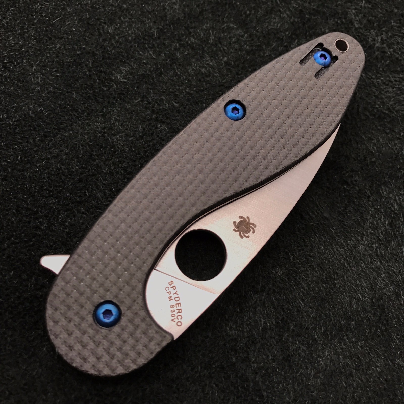 Spyderco Sliverax ~ (6) Hex Screw Set ~ Titanium blue (No Knife) C228CFP