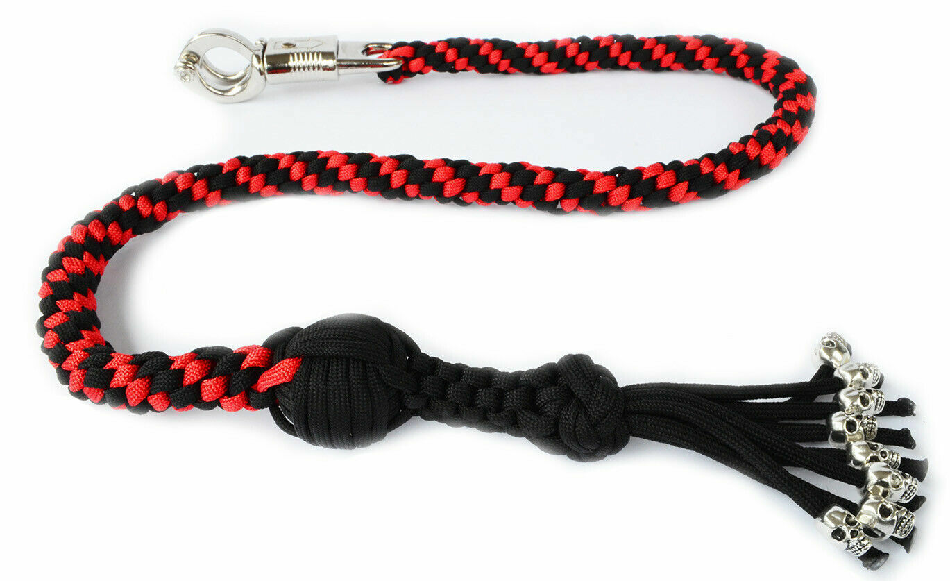 Motorcycle Get Back Whip With 1" Ball and Skull Tassels 36" Paracord Motor Whip