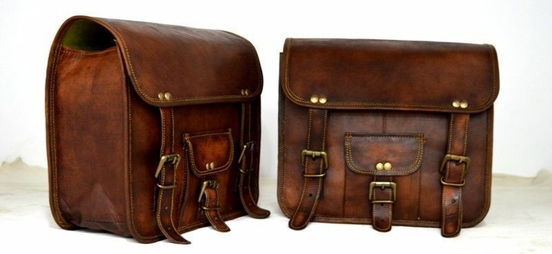 Saddlebags Motorcycle Pouch Vintage Leather 2 Side Bags Panniers Handcrafted Bag