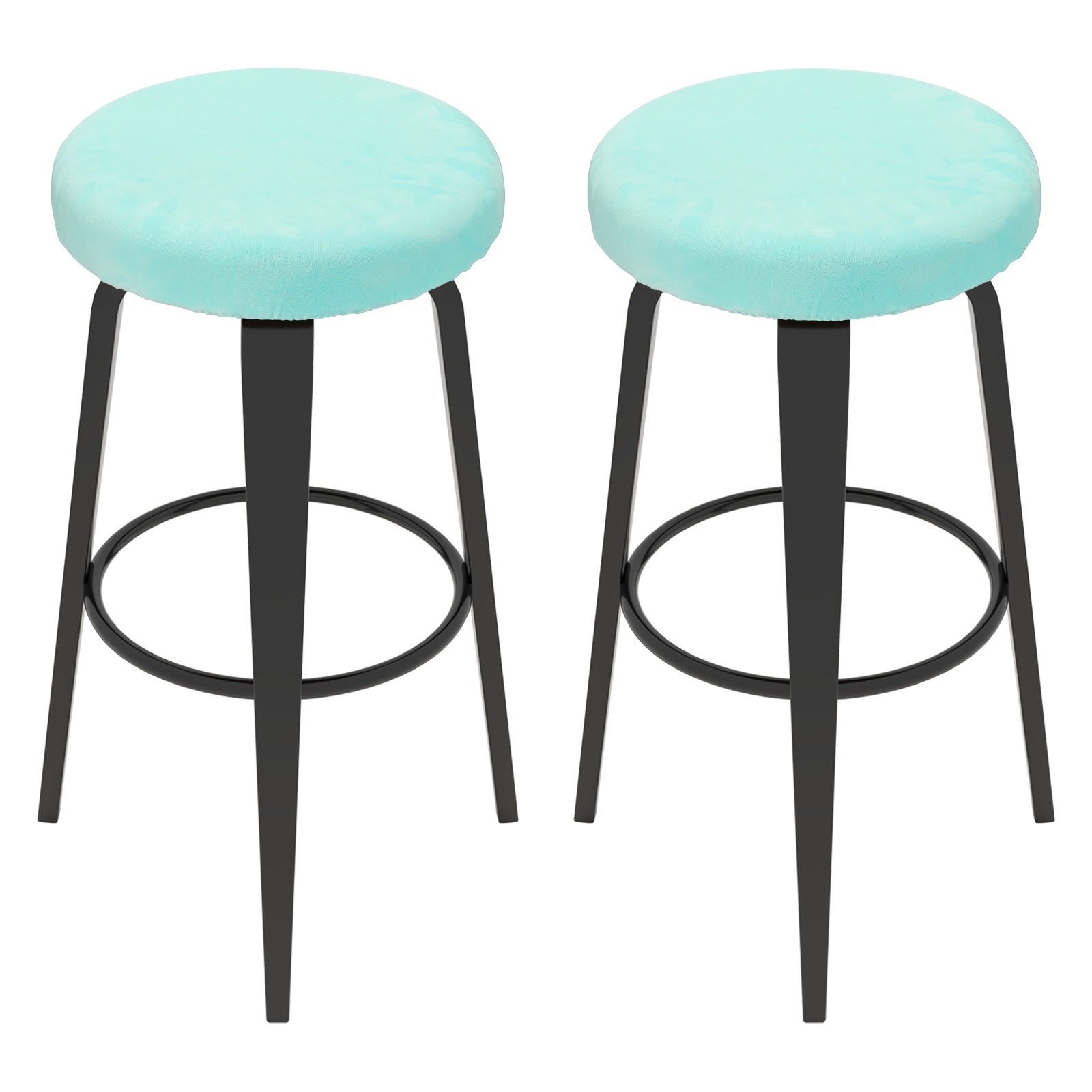2 Pcs Bar Stool Covers, 14-18" Round Stool Covers with Elastic Band, Light Blue