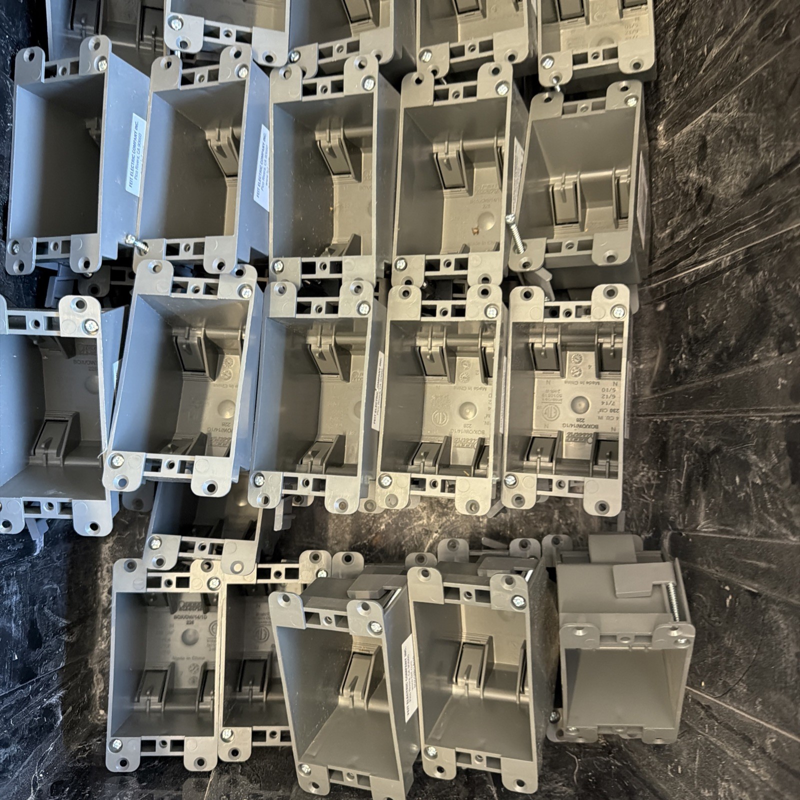 35 of Feit Electr. Electrical Outlet Box PVC Gray 1-Gang 14 cu. in. BOX/OW/14/1G