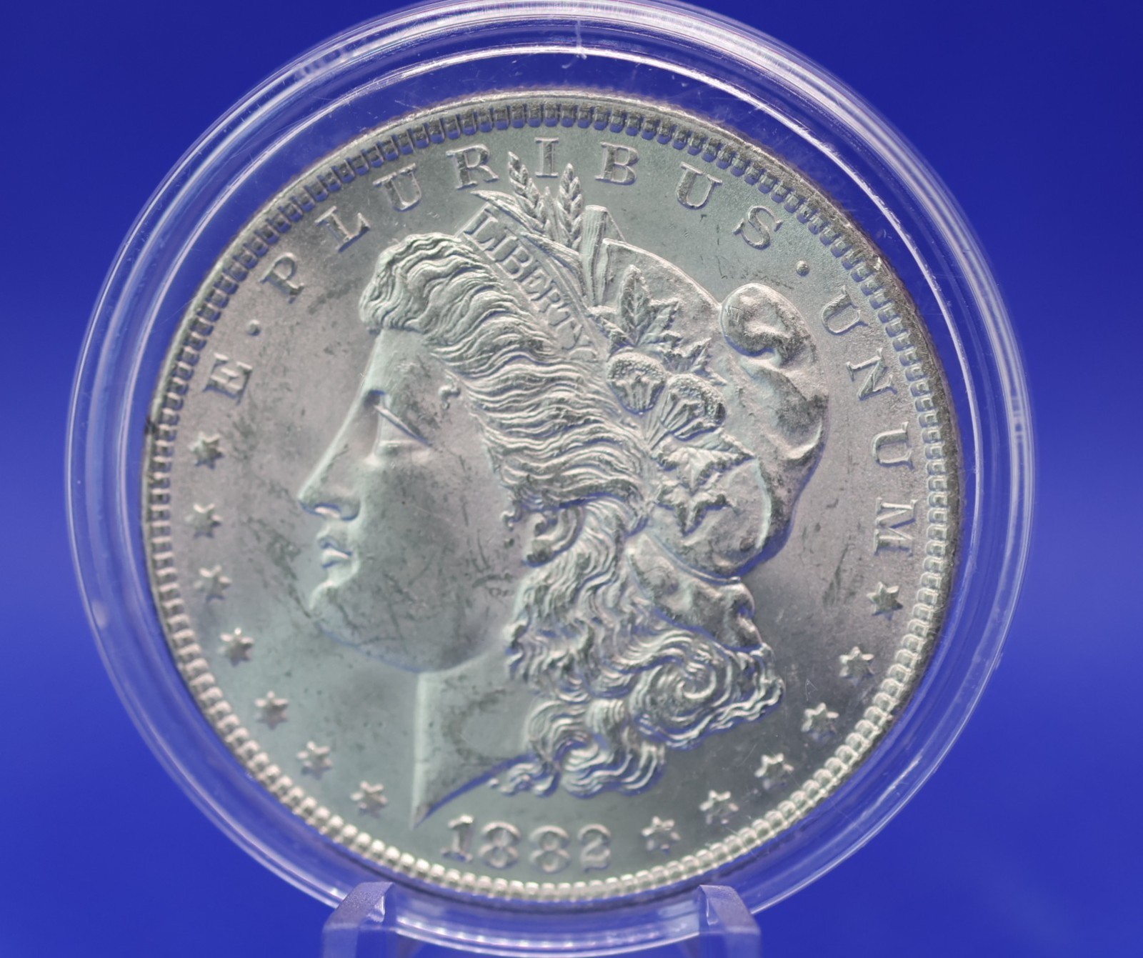 1882 Brilliant Uncirculated 90% silver Morgan dollar.