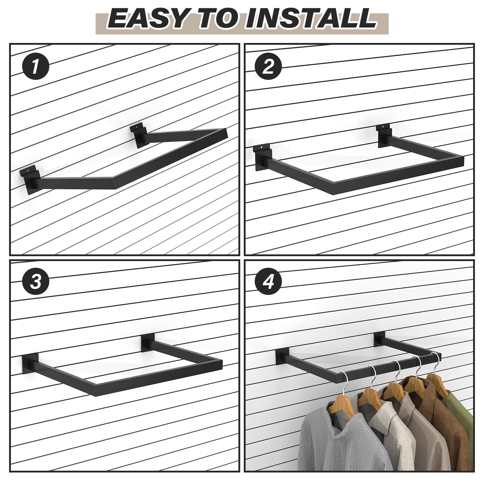 4-Pack U-Shaped Slatwall Hangrail Tubing - 16x12 Inch Rectangular Display