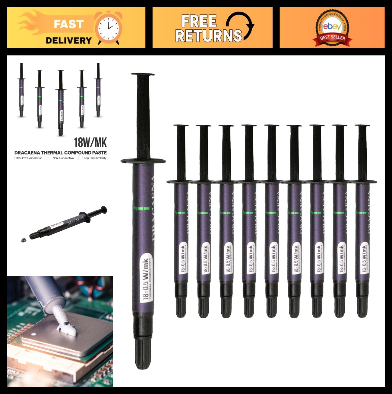 10-Pack 4g Thermal Paste, Premium Carbon Compound for CPU GPU PS4 PS5 Xbox Lapto