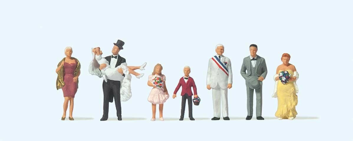NEW ! HO Preiser Figures 10790 WEDDING PARTY Bride and Groom , and Guests