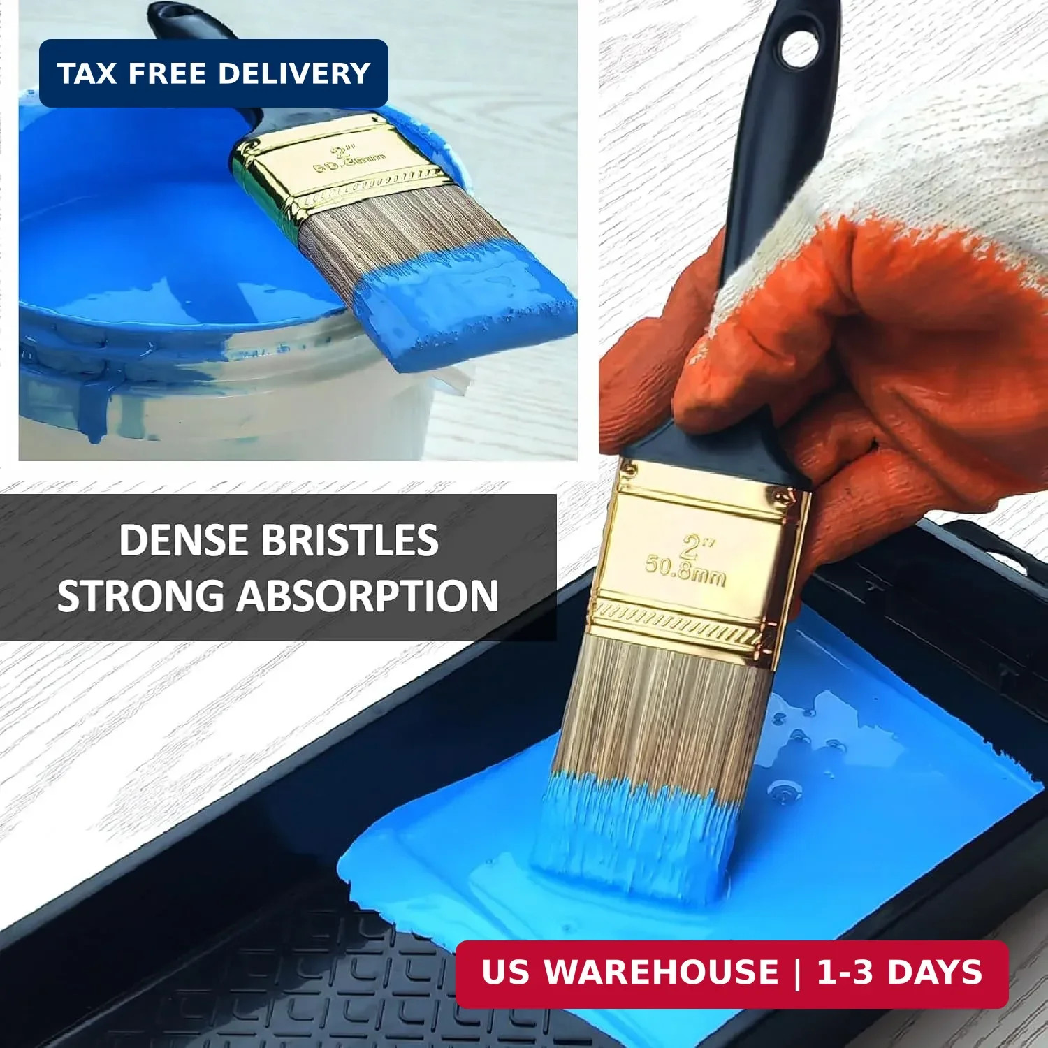 Great Andrew Paint Brushes, 10 PCS 2" Bulk Paint Brush Pack | Multi Use, Flat Pa