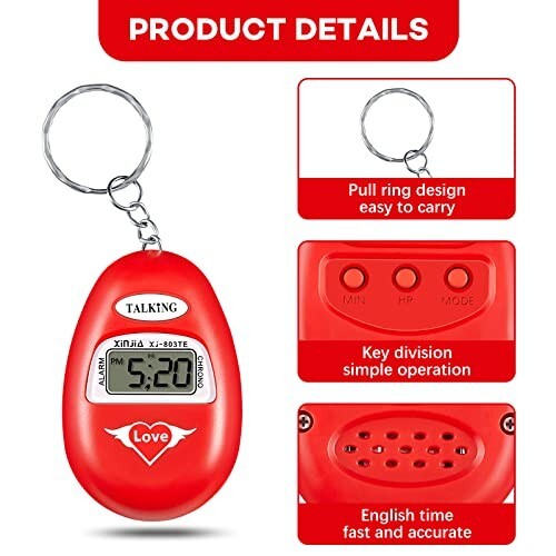 Talking Alarm Clock Keychain to help seniors with vision and Hearing - Loud