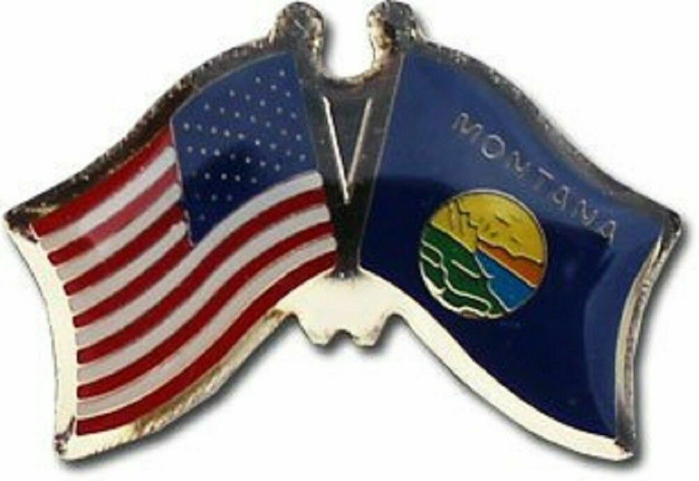 USA American State of Montana Friendship Flag Bike Motorcycle Hat Cap lapel Pin