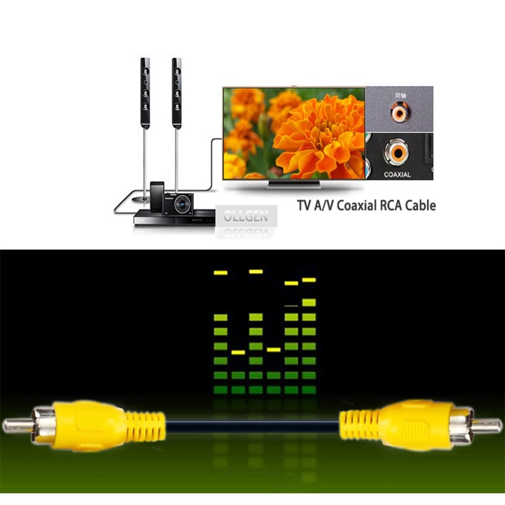 OLLGEN RCA Video Cable,Digital Audio Coaxial Cable with Male to 3M, yellow