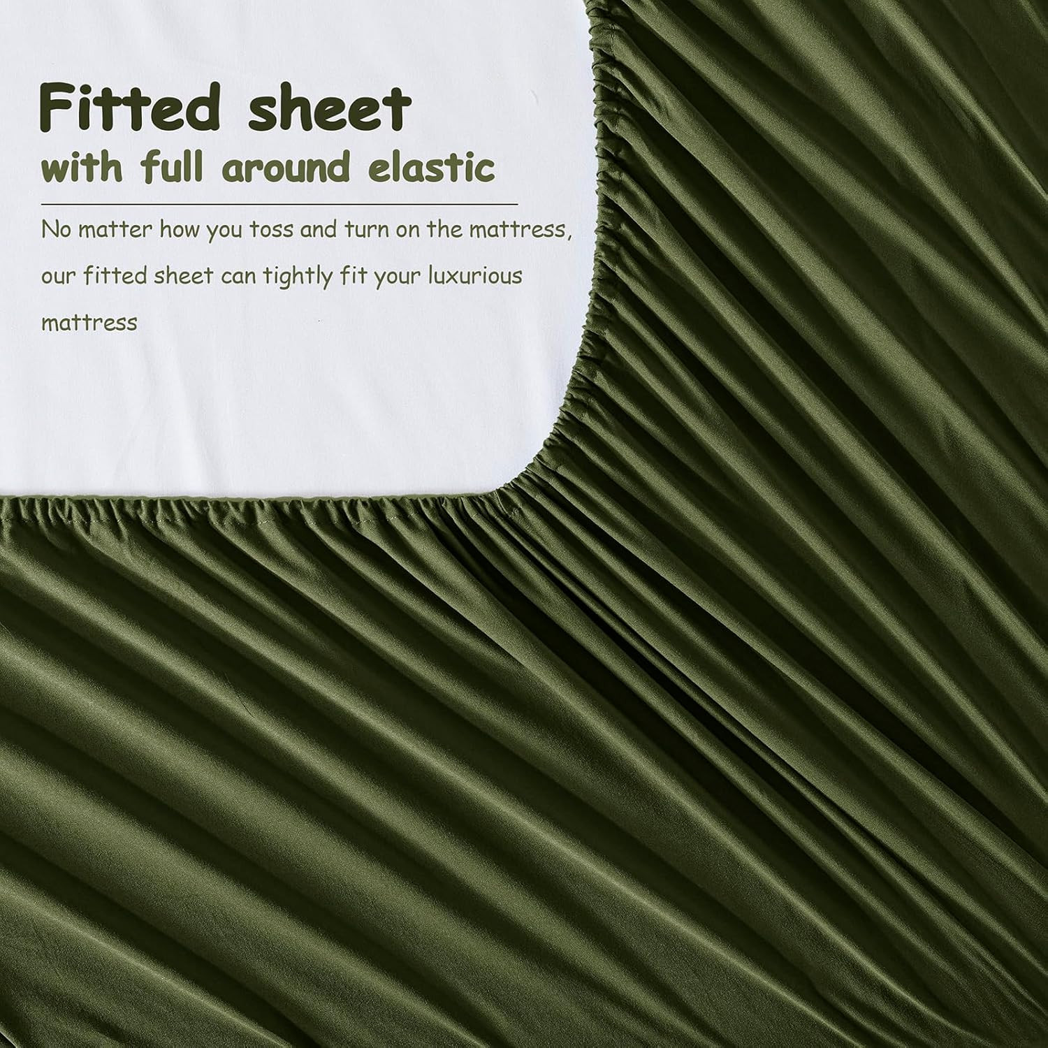 Extra Deep Pocket Full Size Sheets Set, 6 Pieces Soft Olive Green Sheets 18-24 I