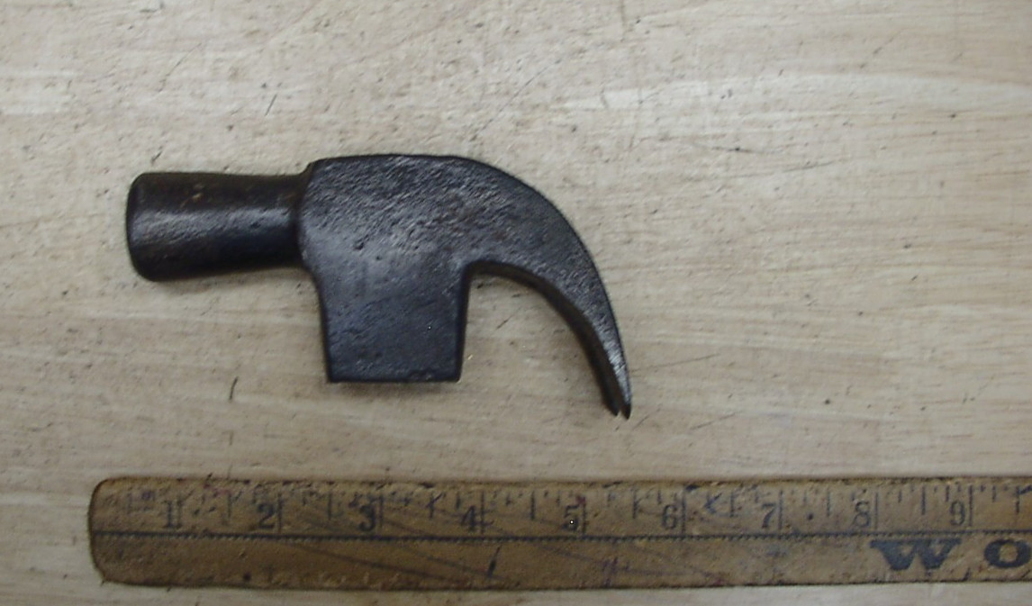 Antique 1lb.3.4oz Bell Shaped Curved Claw Hmr Head,4-3/4",Rough & Rugged Patina!