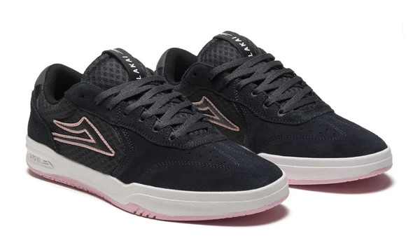 Mens Size 8.5 Lakai Atlantic Charcoal / Pink Suede Skate Shoes Sneakers New