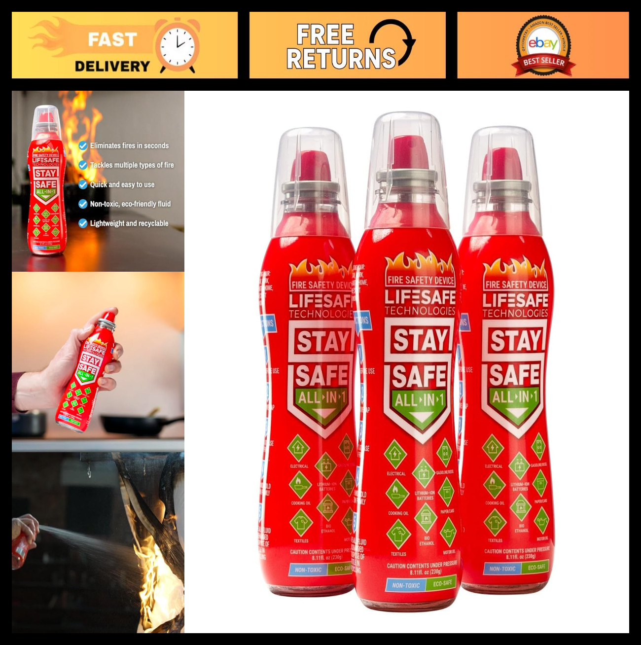 Portable Fire Extinguishing Spray - Compact, Eco-Friendly, Non-Toxic, Smothers 1