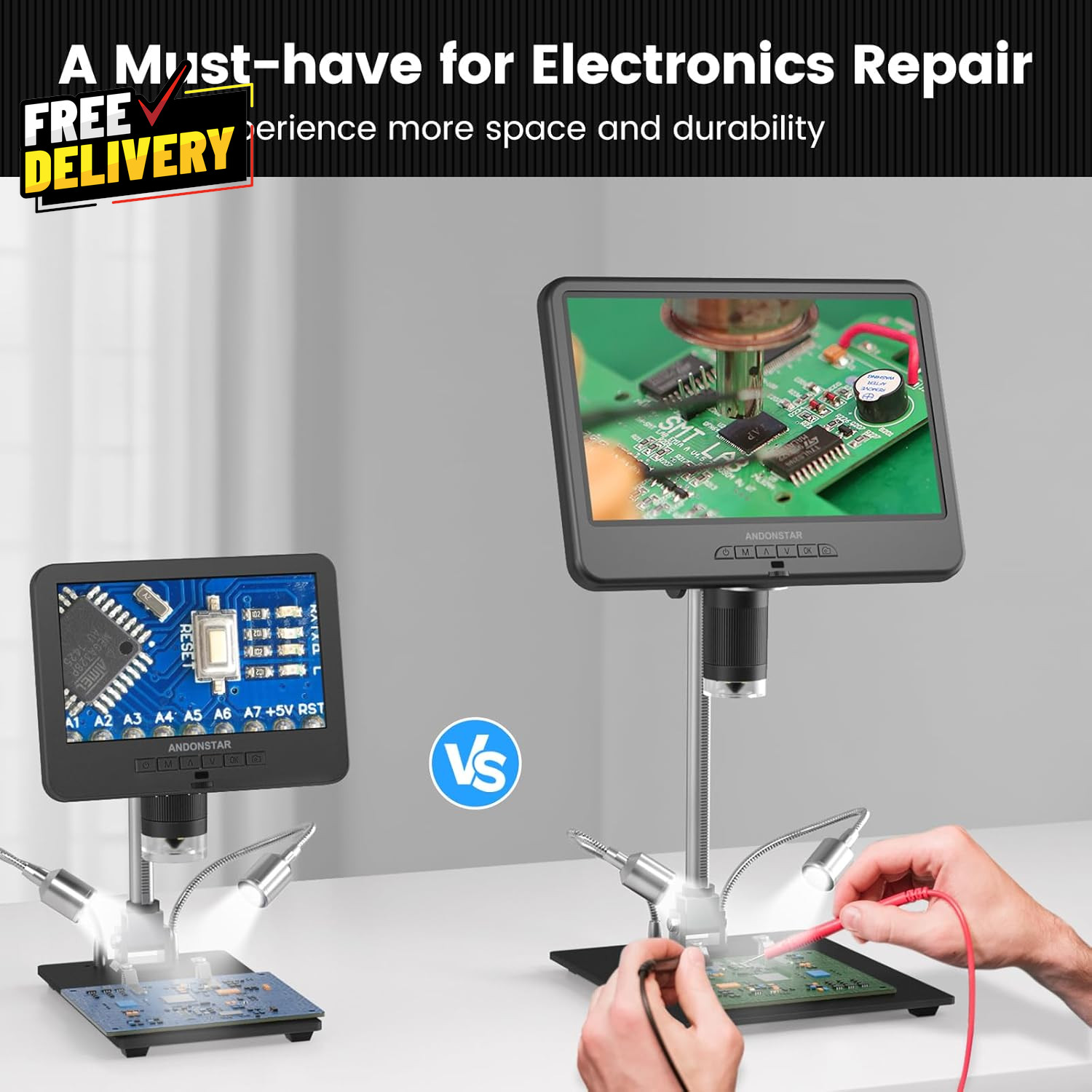 AD210 10.1" LCD Digital Microscope for Electronics Repair Coins w/ Light 32GB
