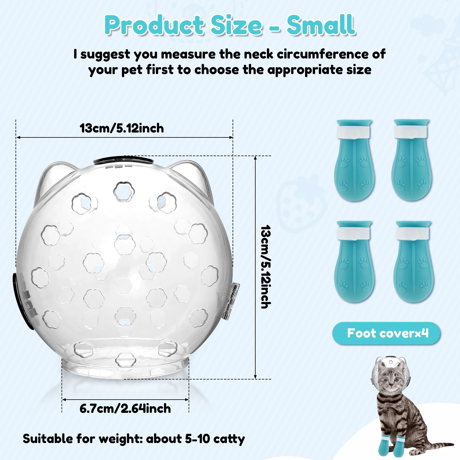 1/2Pcs Cat Muzzle Pet Grooming Cover Accessory Anti-Bite Anti-Licking Cat Space