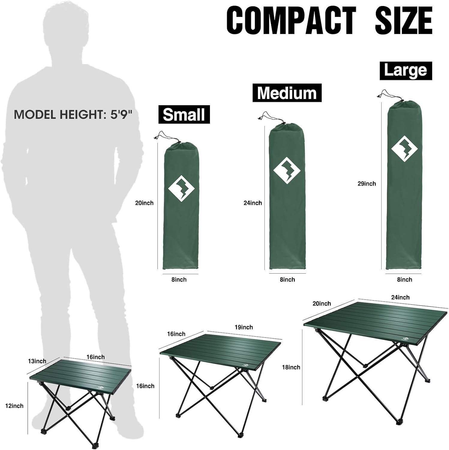Portable Camping Side Table Ultralight Aluminum Foldable Beach Table with Car...