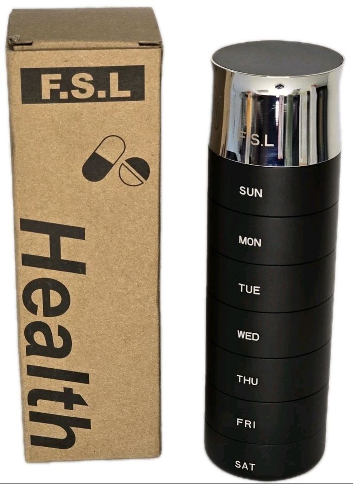 Rechargeable Weekly Pill Organizer w/ Alarm & Time Display Travel Case LED RX