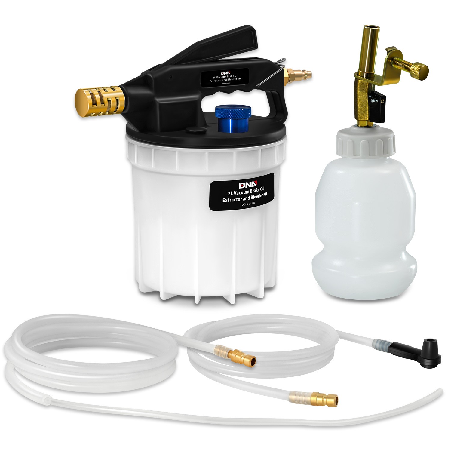 White 2L Vacuum Brake Oil Extractor Bleeder Kit w/ Refilling Bottle for Car SUV