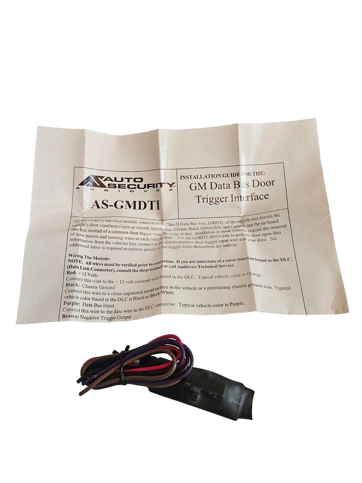 Audiovox Auto Security AS-GMDTI GM Data Bus Door Trigger Interface