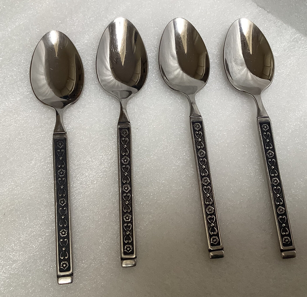 Gorham Stainless Hacienda Black Accent 4 Teaspoons 6 1/8”