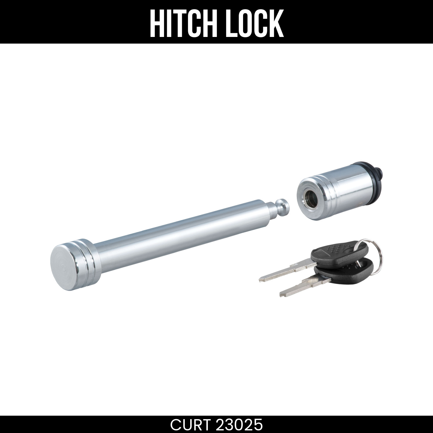 CURT Hitch Lock 5/8 In Pin Fits 3 In Receiver 6-3/8 In Span Keyed Unique 23025
