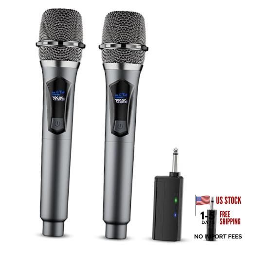 Wireless Microphone,Professional Dual Handheld Cordless Dynamic Mic System