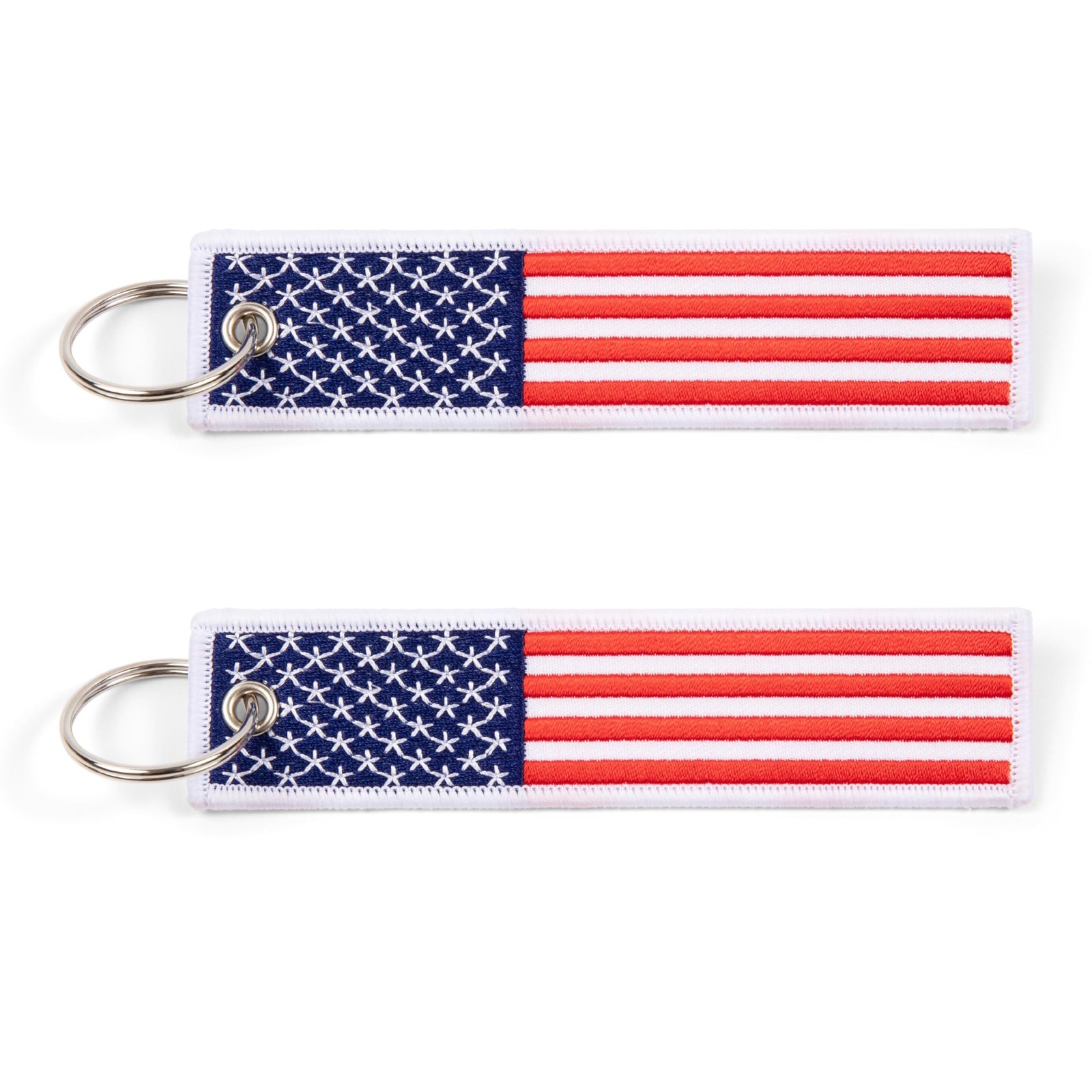 Great 1 American Flag Keychain Tag with Key Ring & Carabiner 2-Pack (Red Whit...