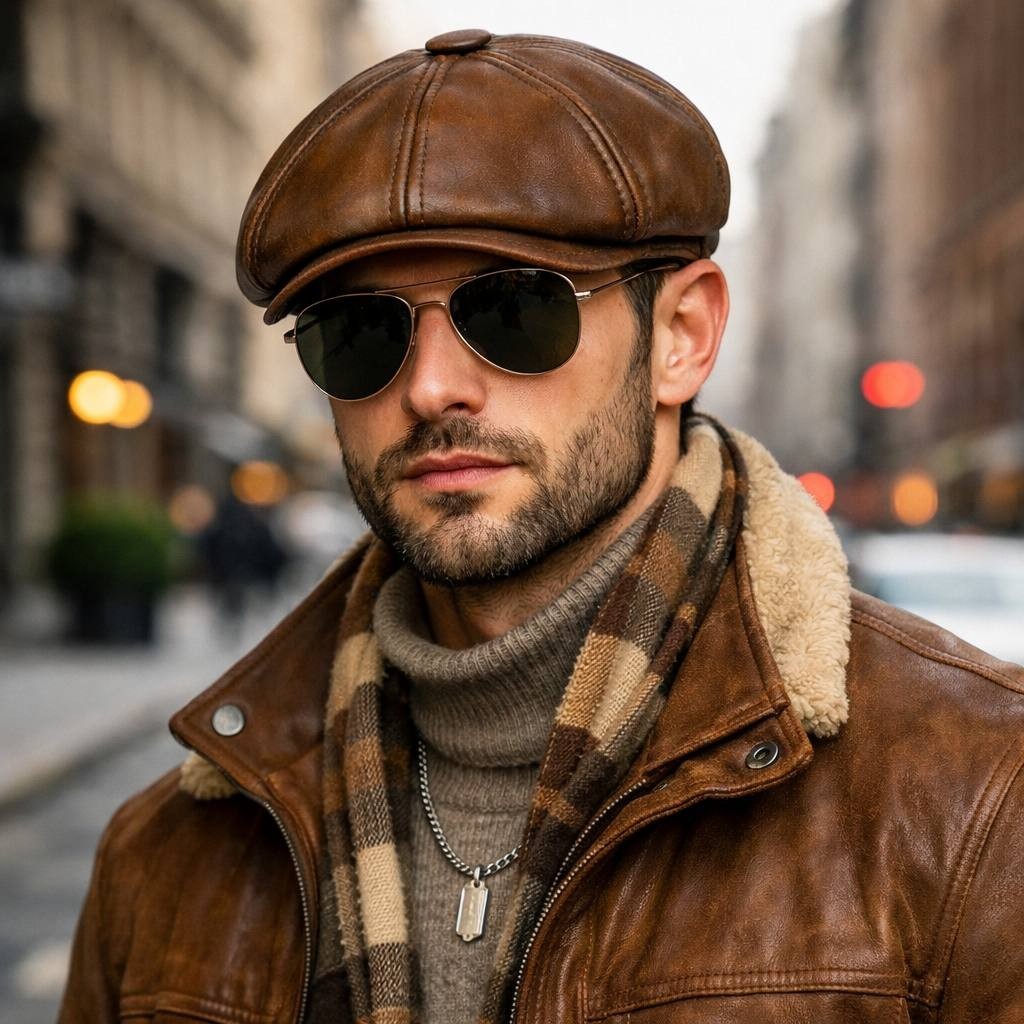 Gatsby Leather Flat Cap Newsboy Driving Hat Vintage Men’s Fashion