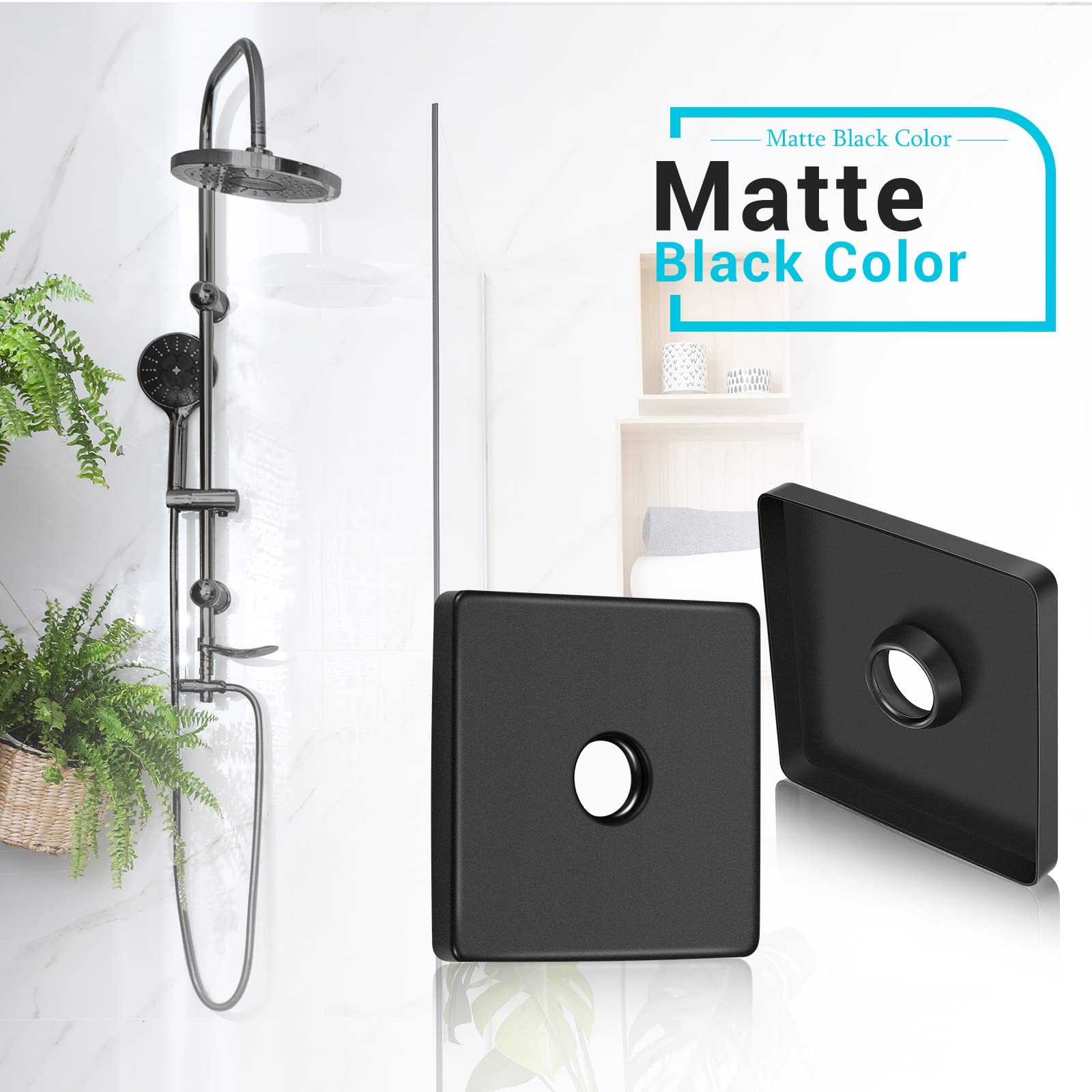 3.5 Inch Large Shower Arm Flange Square Plumbing Cover Plates Black