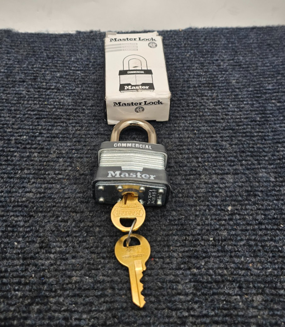 (QTY 2) Master Lock 1KA 2239: Steel Padlock Laminated Keyed Alike Steel Padlock
