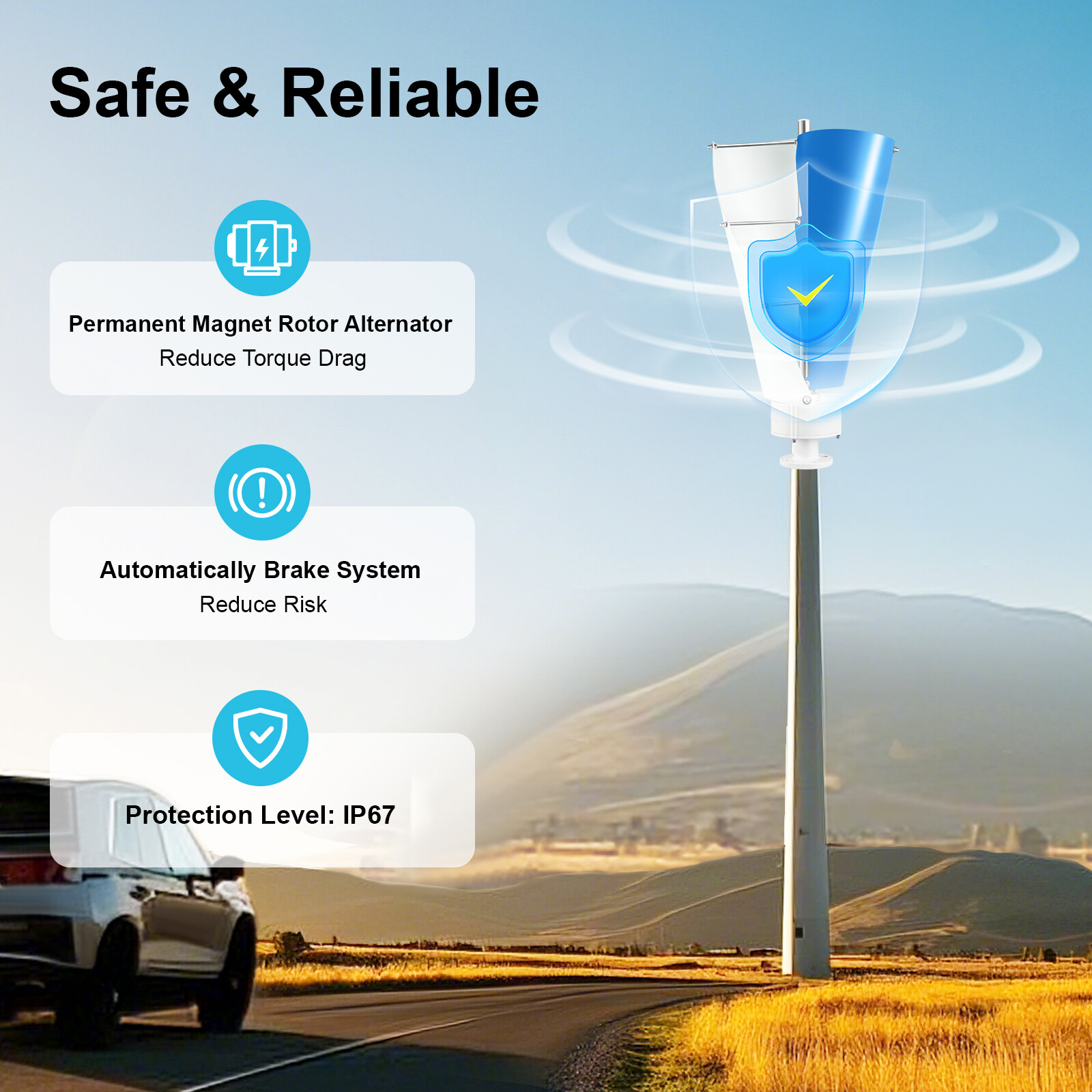 500W Wind Turbine Generator Kit DC 12/24V Charger Controller Wind Energy System