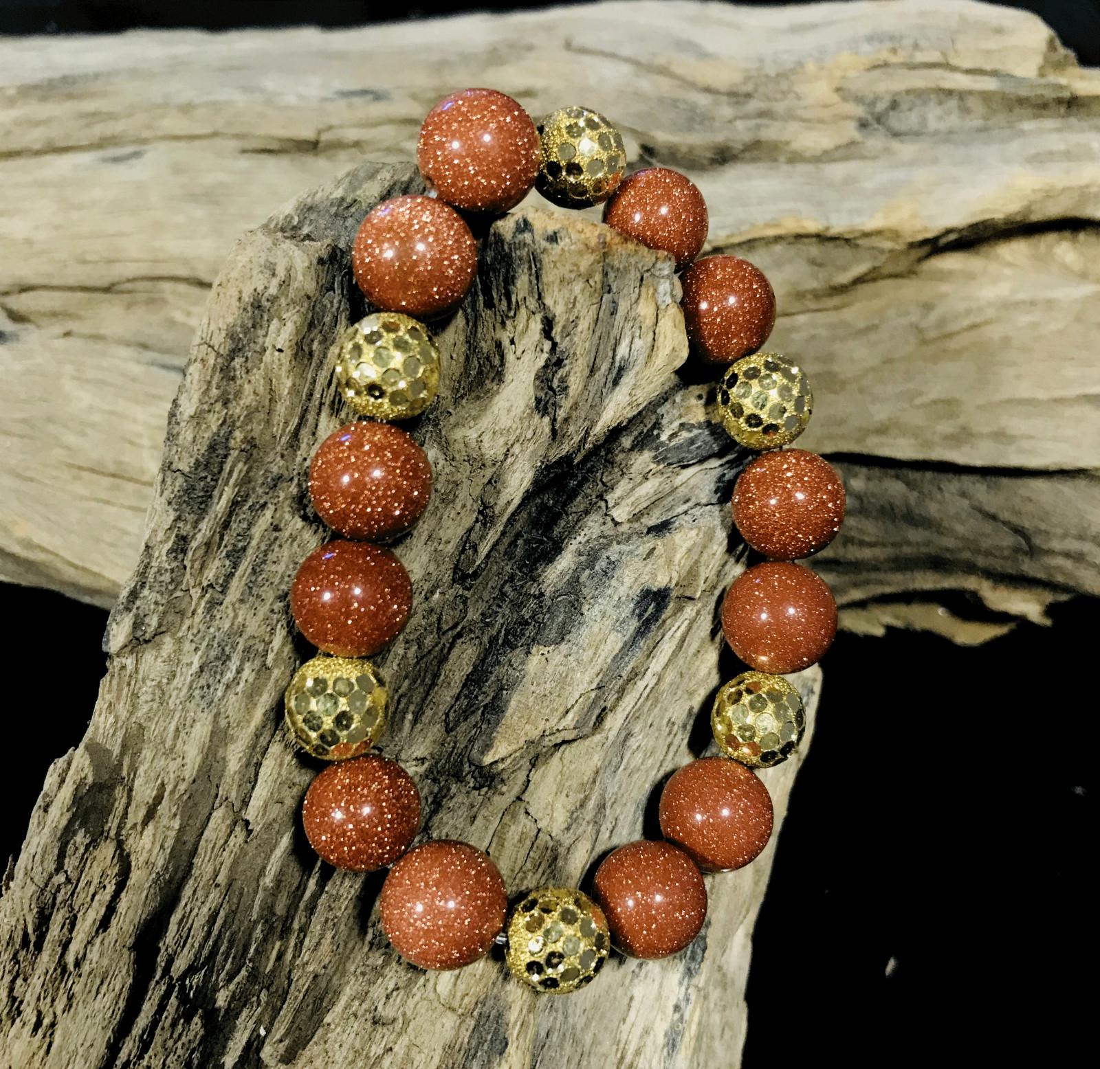 Natural Sunstone Beaded Bracelet 8mm Adjustable Bracelet/Handmade Jewelry Gift