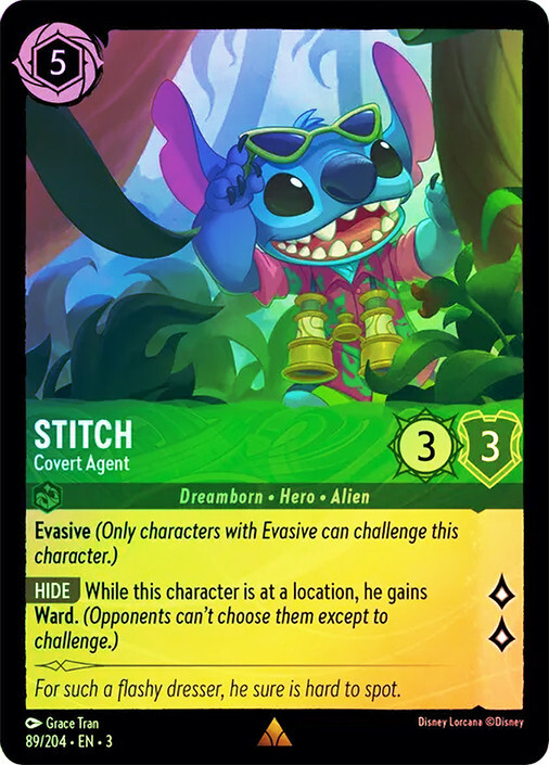 Lorcana  FOIL  Stitch - Covert Agent  - Into the Inklands # 089