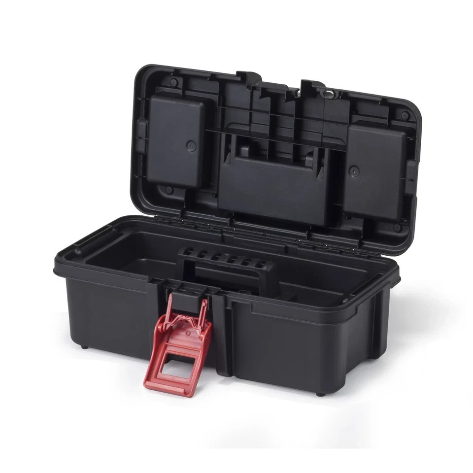 Hyper Tough 13-inch Tool Box, Plastic Tool and Hardware Storage, Black, 240191