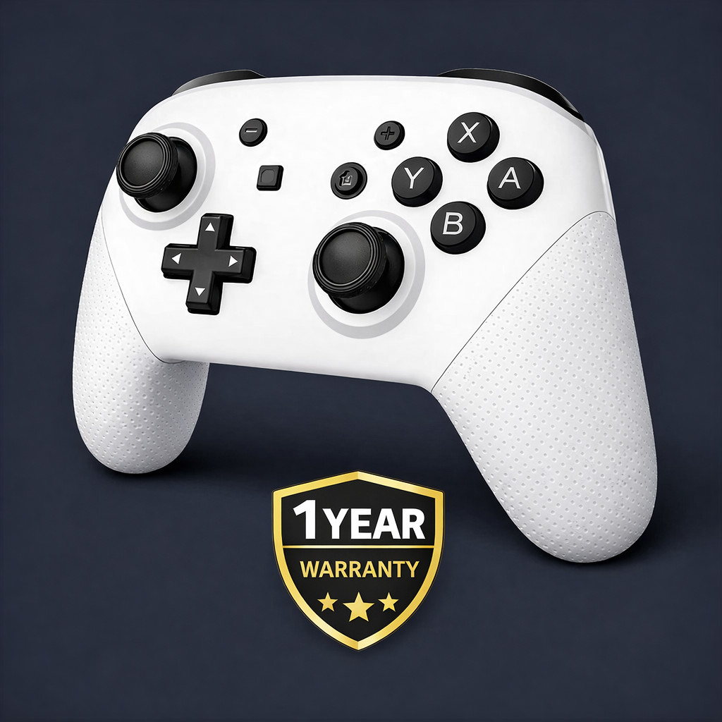 Arctic White Bluetooth Pro Controller For Nintendo Switch 1+2 OLED Lite Wireless