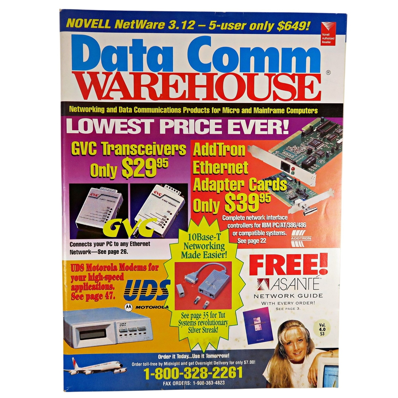 Data Comm Warehouse Catalog, 1993, Computer Networking & Modem Guide