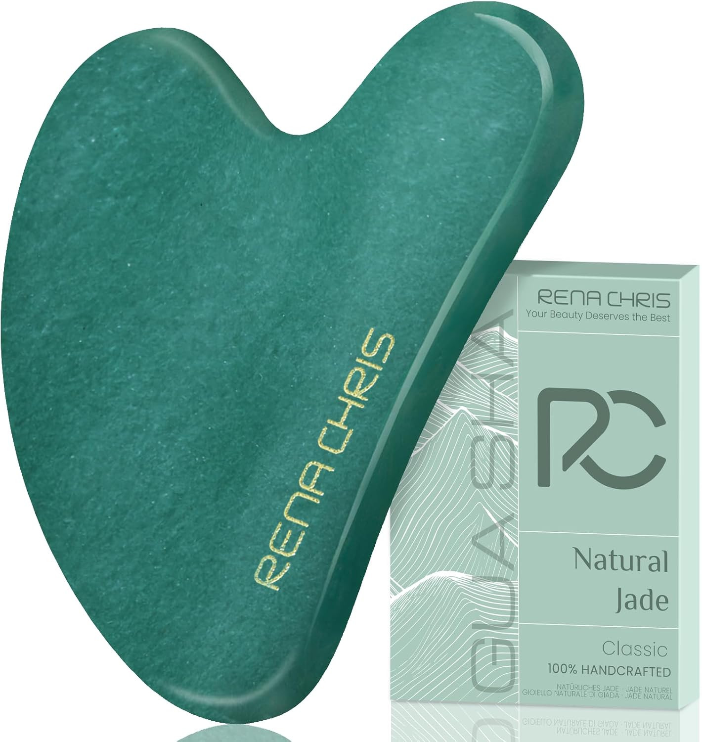 Gua Sha Facial Tools: Natural Jade Stone Guasha Tool for Face Acupuncture Therap