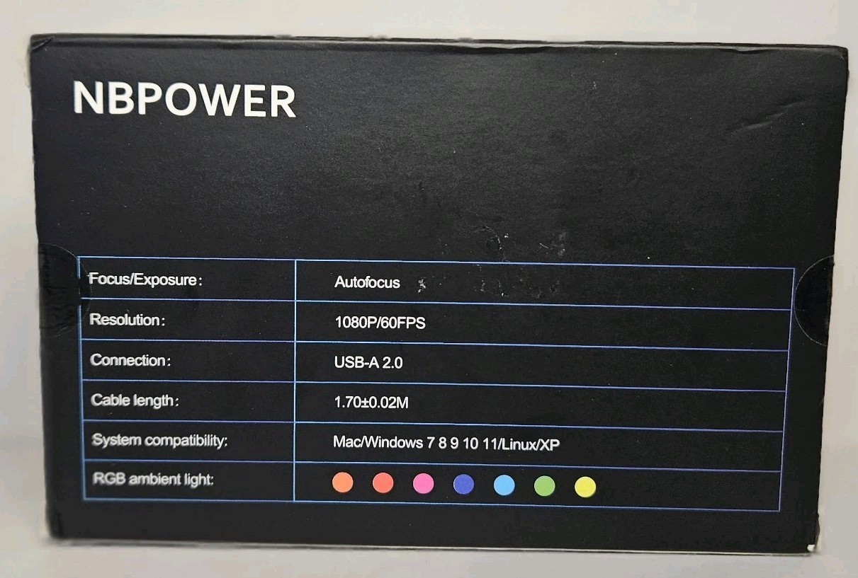 Streaming Webcam NB Power Model H782 New In Box Sealed