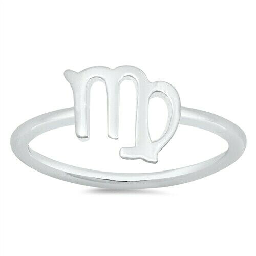 Zodiac Virgo Ring Sterling Silver 925 Polished Face Height 14 mm Sizes 4 - 10