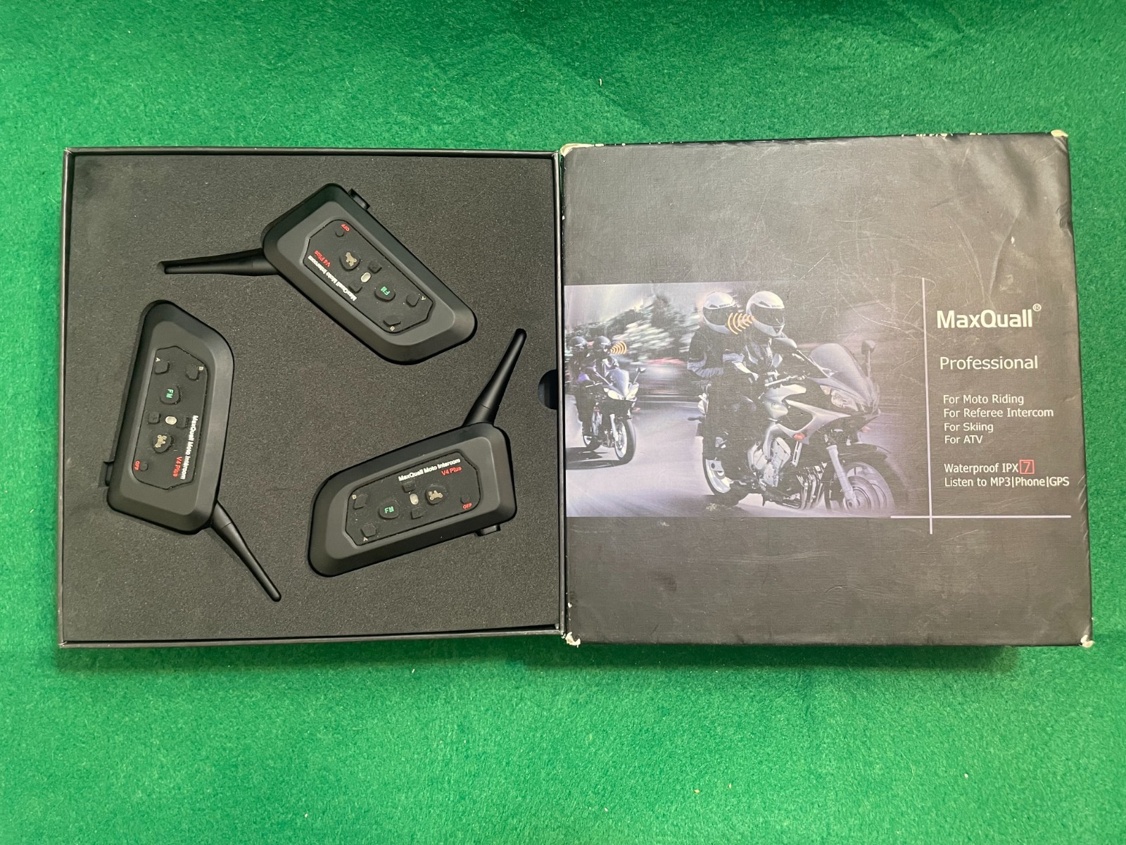3 Pack MaxQuall ProfessionaL Moto Bluetooth Intercom Interphone Headset