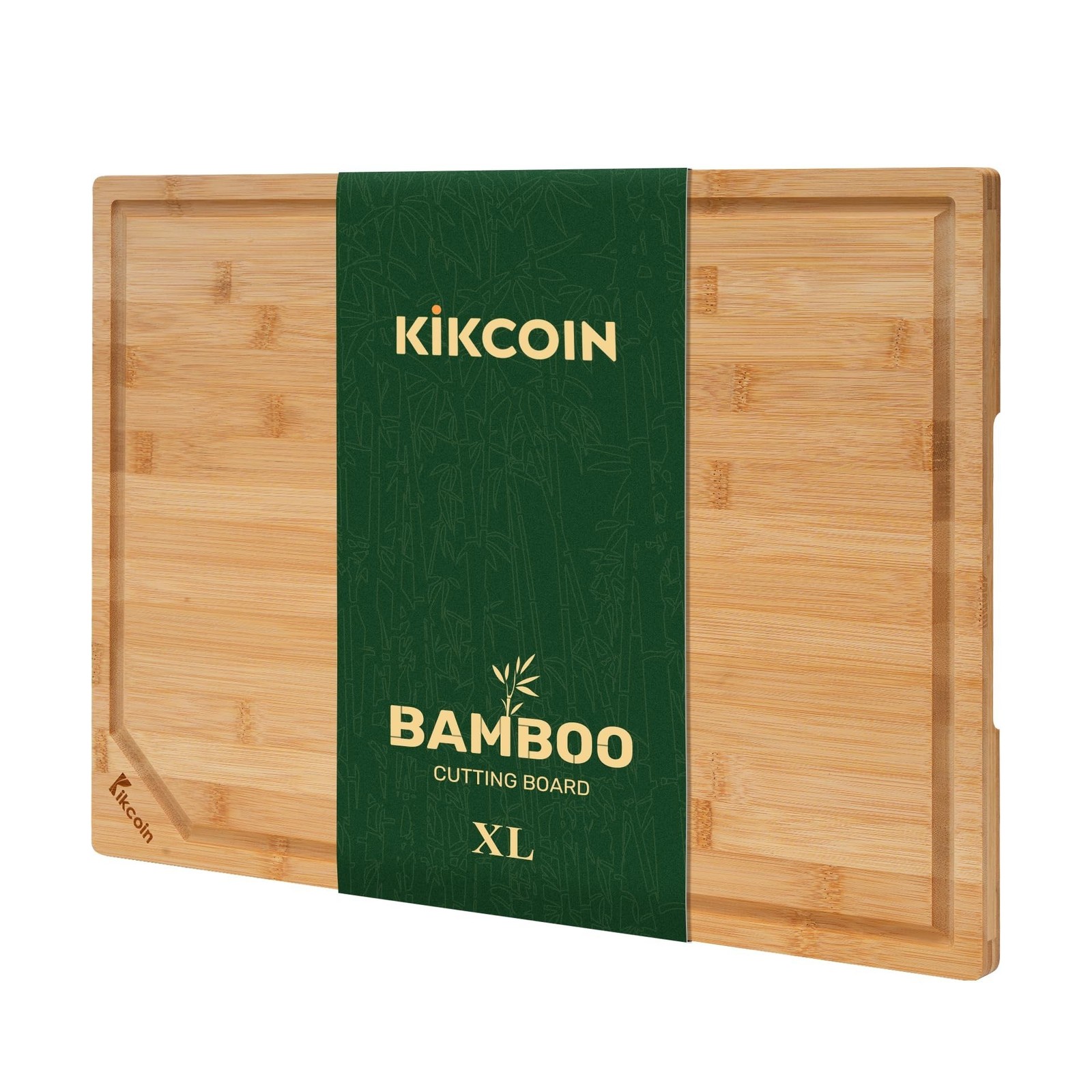 Kikcoin 17”×11” Bamboo Cutting Boards for Kitchen, Healthy Wood