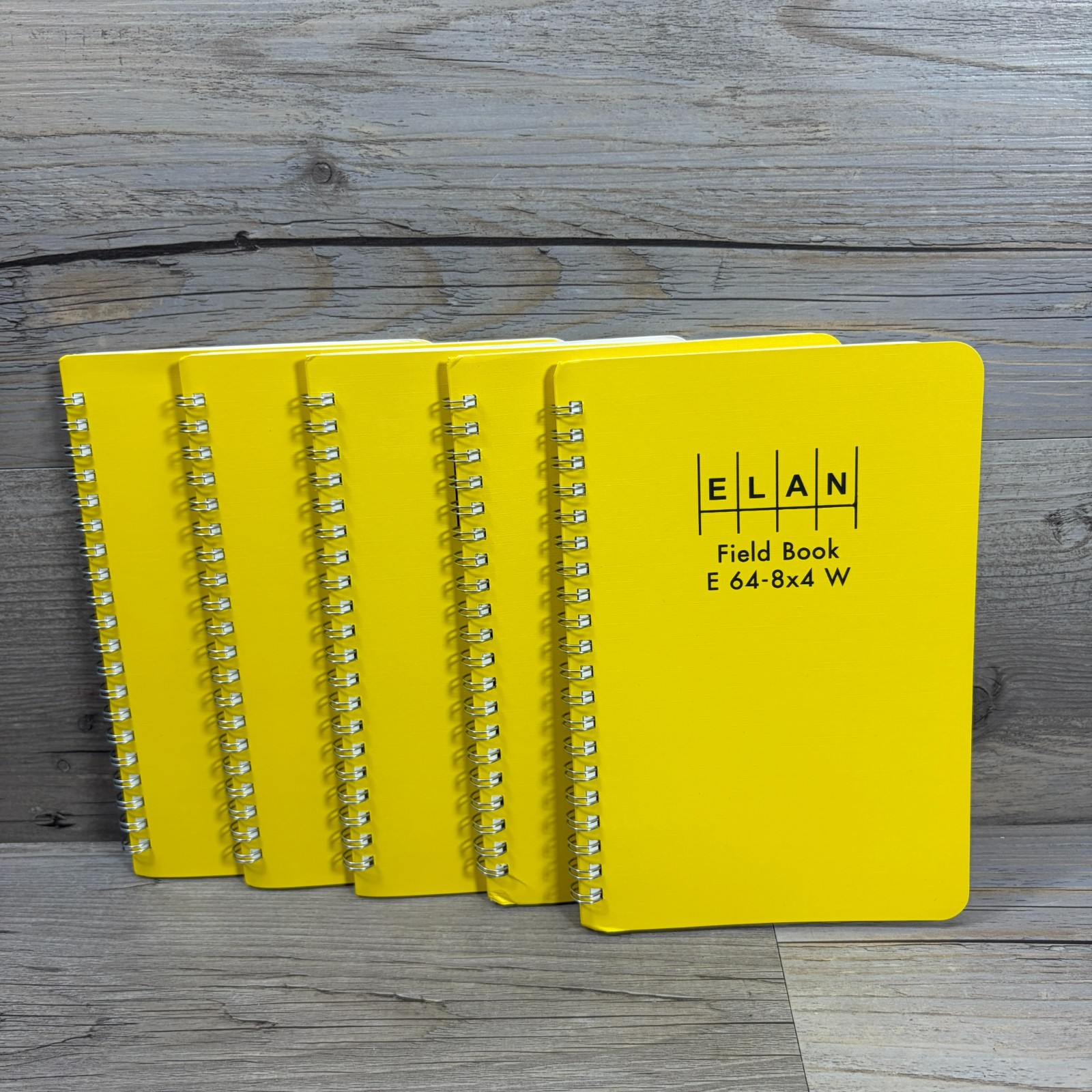 Unused Set of 5 ELAN Publishing E64 8x4 W Yellow Spiral Field Book 4 ⅞x 7 ¼