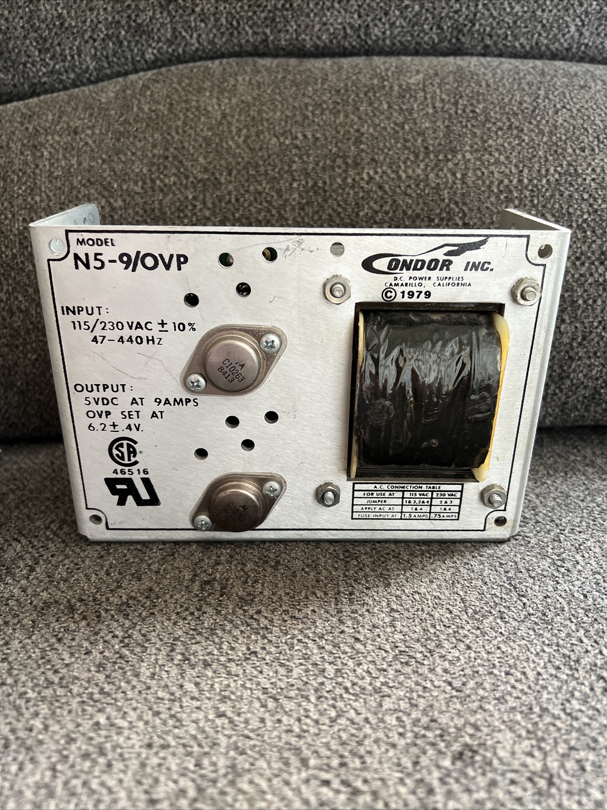 Vintage 1979 CONDOR Power Supply N5-9/OVP