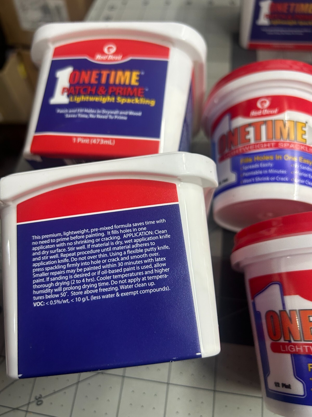 5-pack lot Pint Red Devil Onetime Patch & Prime Lightweight Spackling White 0540
